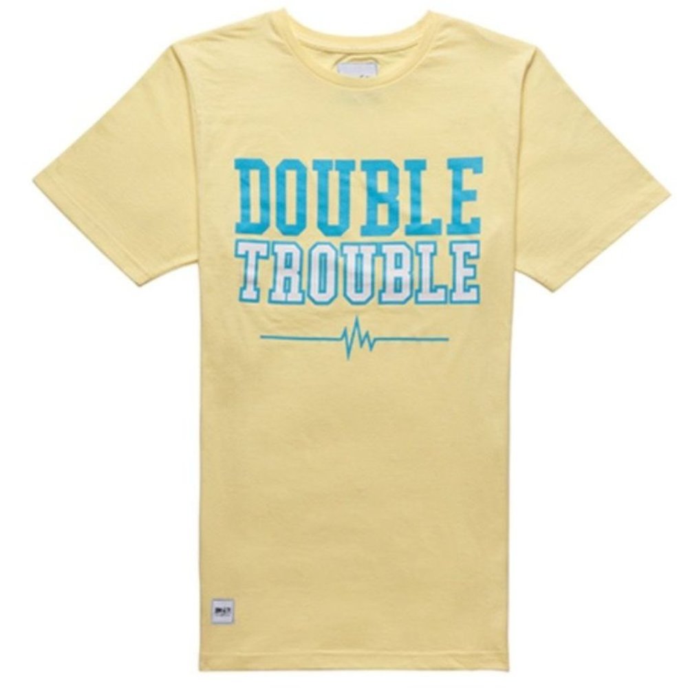 J1MO71 Double Trouble Oversized Tee Yellow Size Small